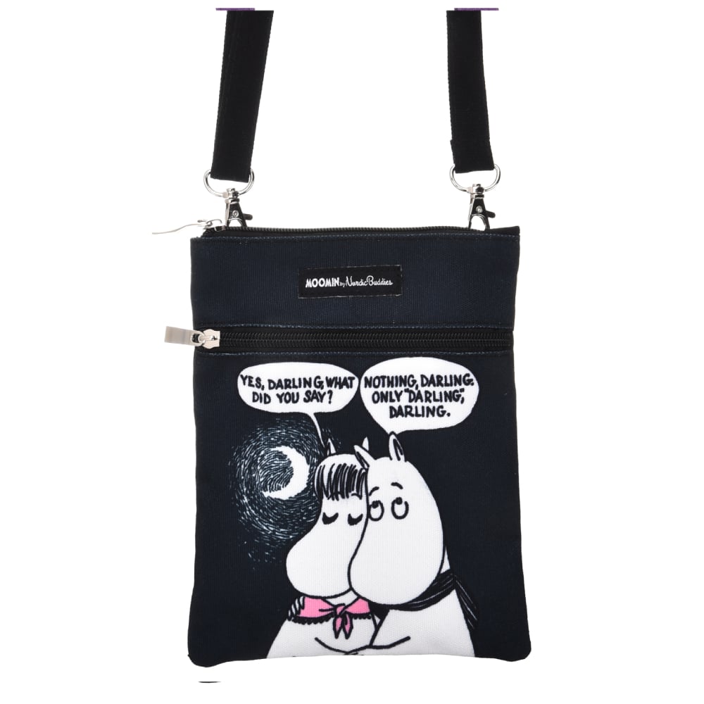 Moomintroll and Snorkmaiden Passport Bag Black - Nordicbuddies | Moomin Shop United States