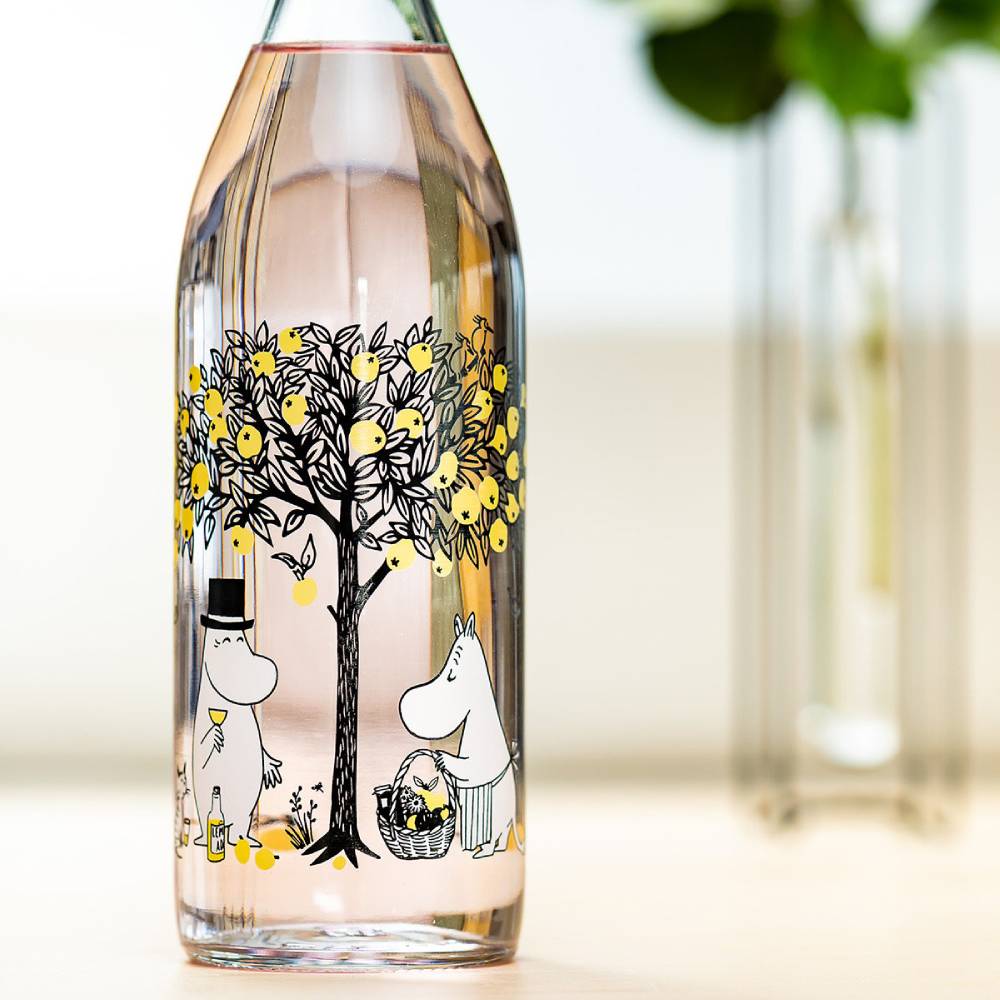 Moomin Apples Glass Bottle 34 oz - Muurla