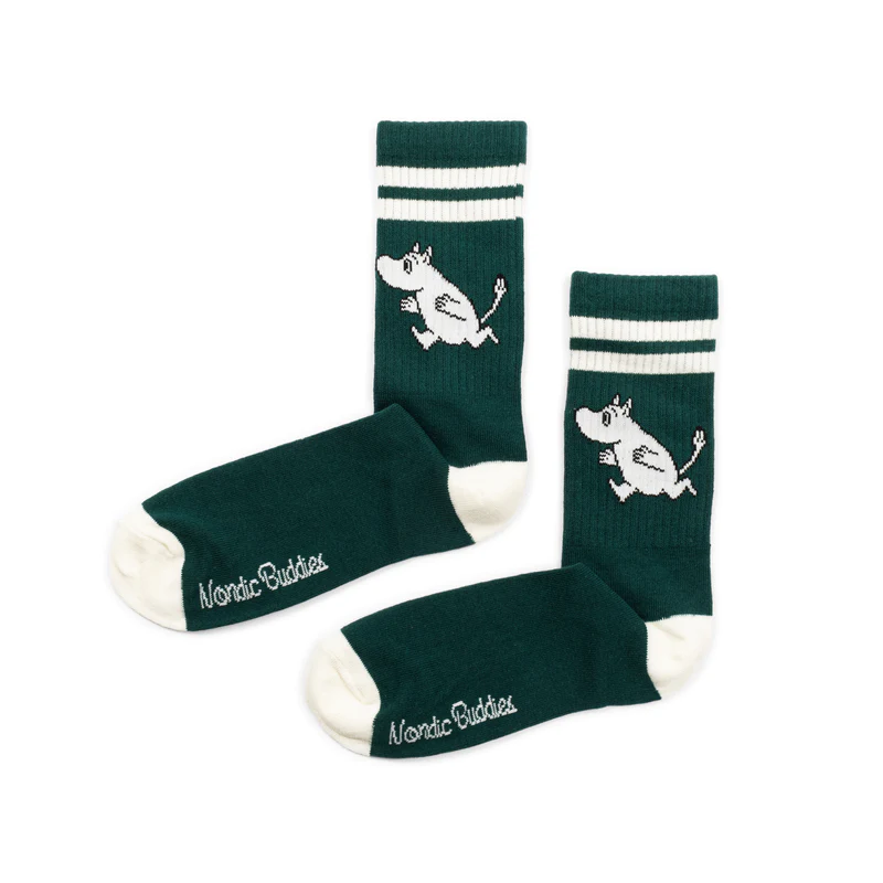 Moomintroll Retro Socks Forest Green 9.5-13 - Nordicbuddies