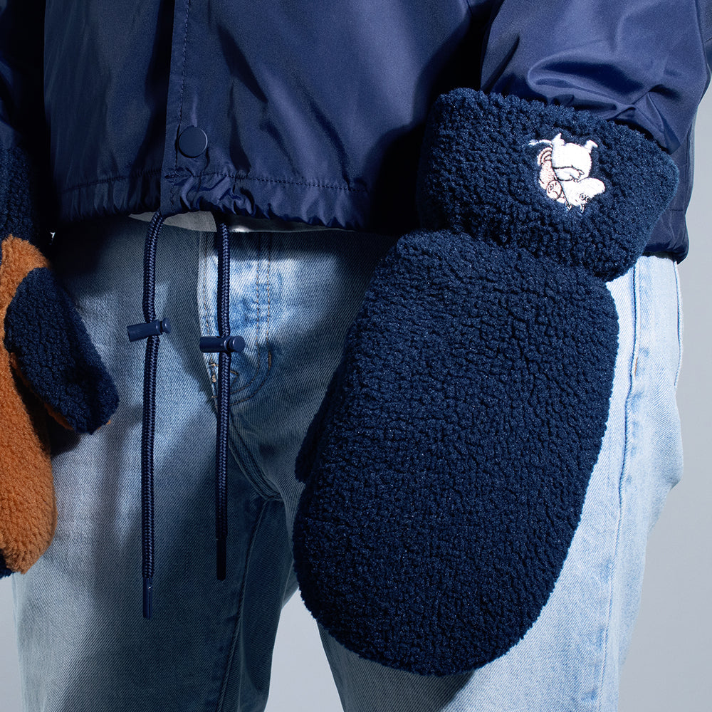 Moomintroll Fleece Mittens Dark Blue - Nordicbuddies | Moomin Shop United States