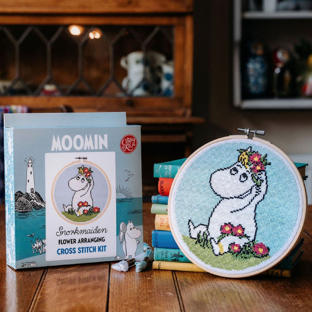 Moomin Cross Stitch Kit Snorkmaiden With A Flower Crown - The Crafty Kit Company