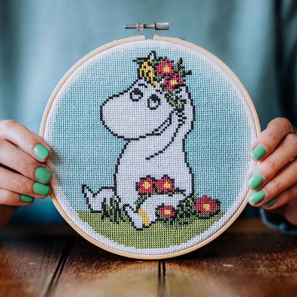 Moomin Cross Stitch Kit Snorkmaiden With A Flower Crown - The Crafty Kit Company