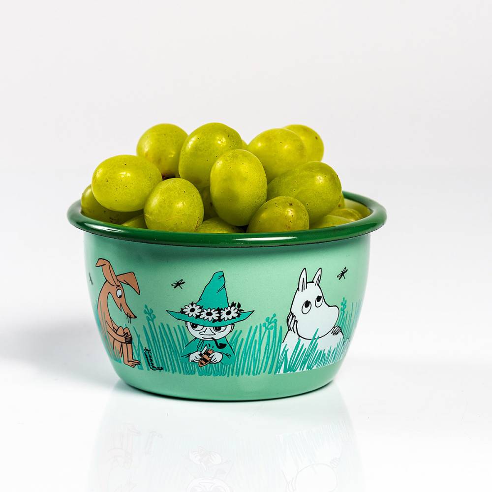 Moomin Enamel Bowl Friends Green 10 oz - Muurla | Moomin Shop United States