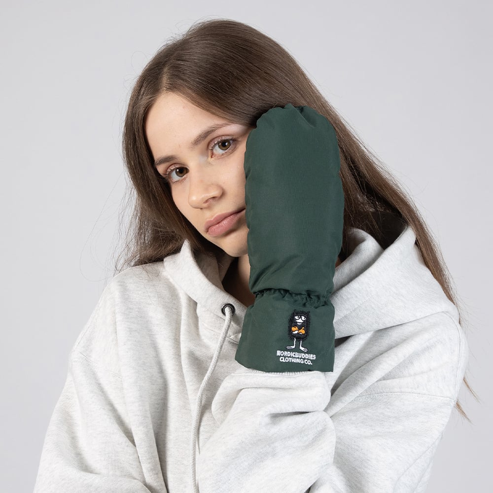 Stinky Puffer Mittens Dark Green - Nordicbuddies | Moomin Shop United States