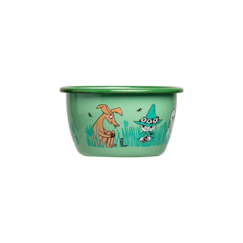 Moomin Enamel Bowl Friends Green 10 oz - Muurla