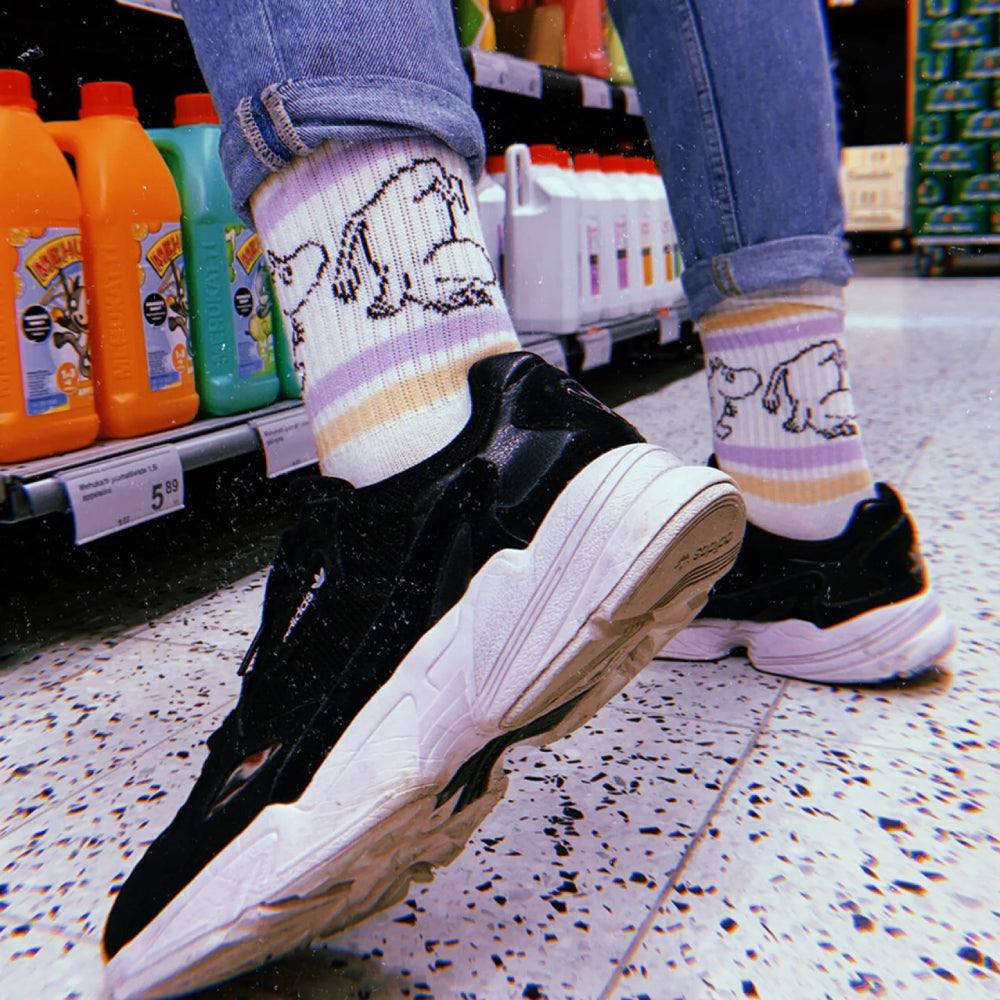 Moomintroll Retro Socks 36-42 White/Lilac - The Official Moomin Shop