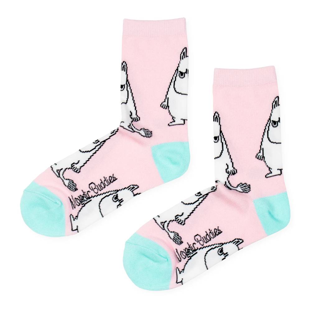 Angry Moomintroll Socks Pink 6-11.5 - Nordicbuddies | Moomin Shop United States