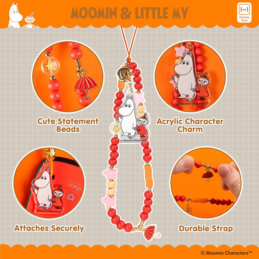 Moomin And Little My Beaded Charm Mobile Phone Wrist Strap - Hamee