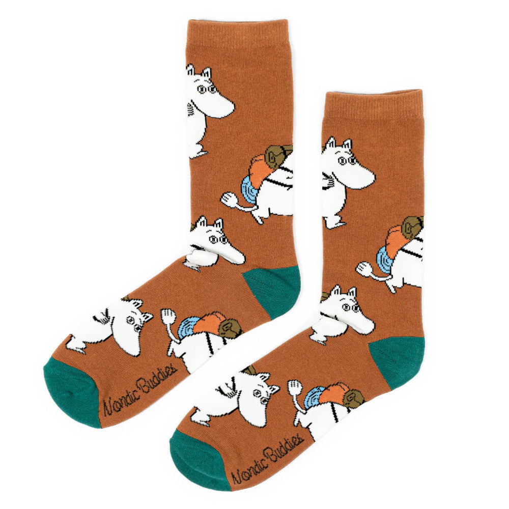 Moomintroll Adventuring Socks Brown 40-45 - Nordicbuddies | Moomin Shop US