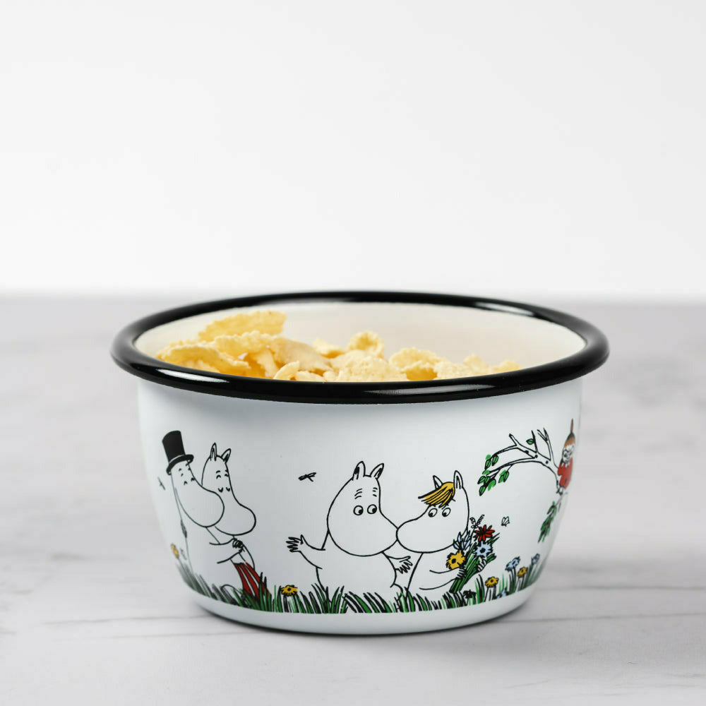 Moomin Enamel Bowl Happy Family 10 oz - Muurla | Moomin Shop United States