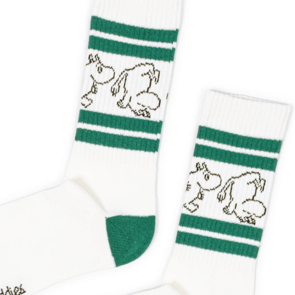 Moomintroll Retro Socks White/Green 9.5-13 - Nordicbuddies | Moomin Shop United States