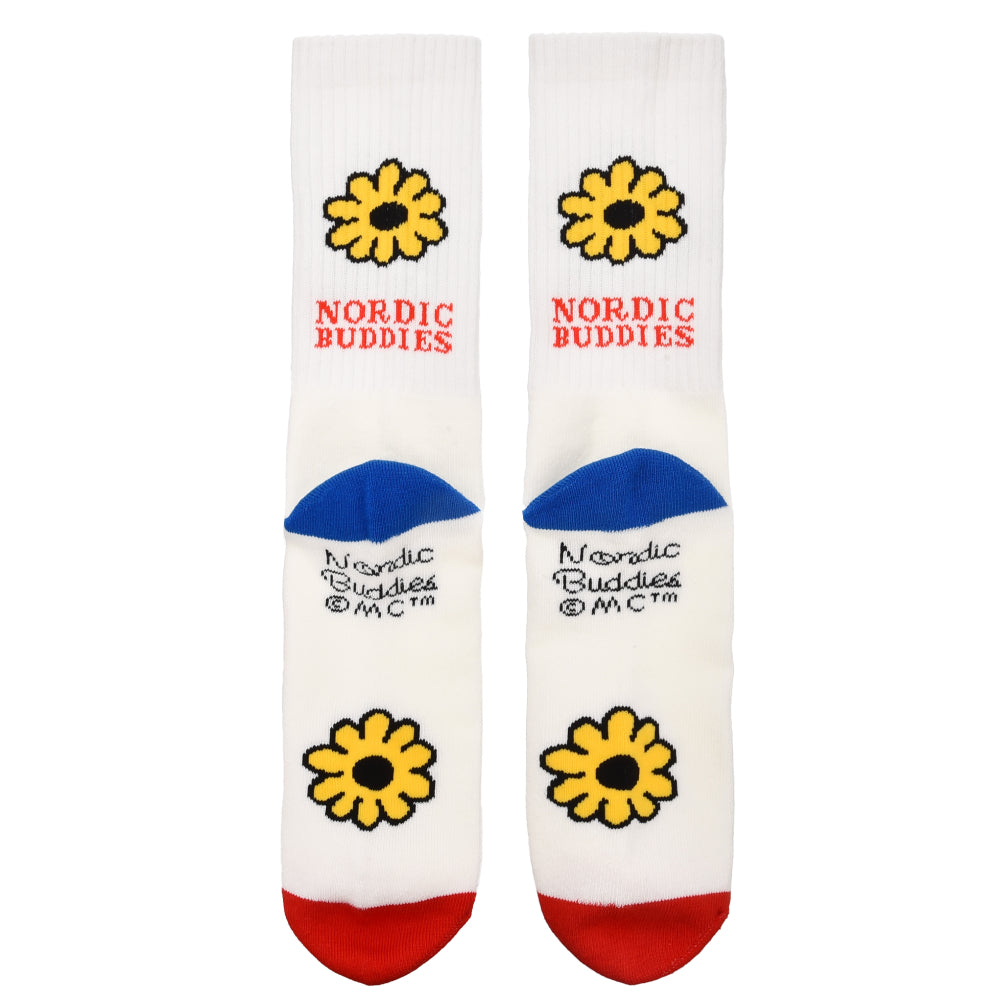 Moomintroll Flower Socks White/Red 9.5-13 - Nordicbuddies