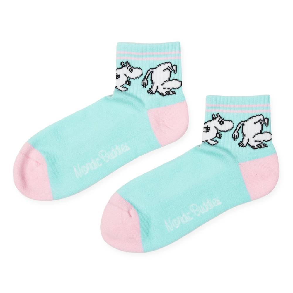 Moomintroll Retro Ankle Socks Turquoise 6-11.5 - Nordicbuddies | Moomin Shop United States