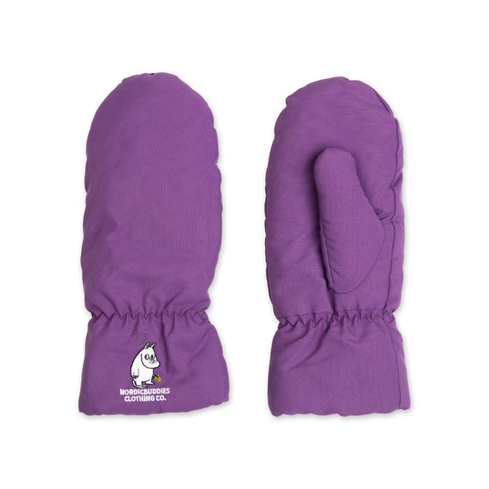 Moomintroll Flowers Puffer Mittens Lilac - Nordicbuddies | Moomin Shop United States