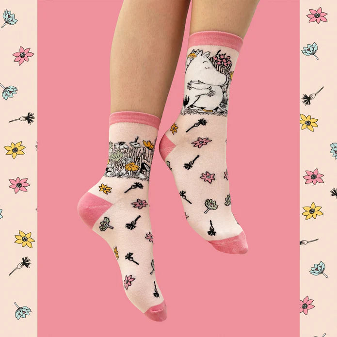 Moomintroll & Snorkmaiden Pink Love Socks