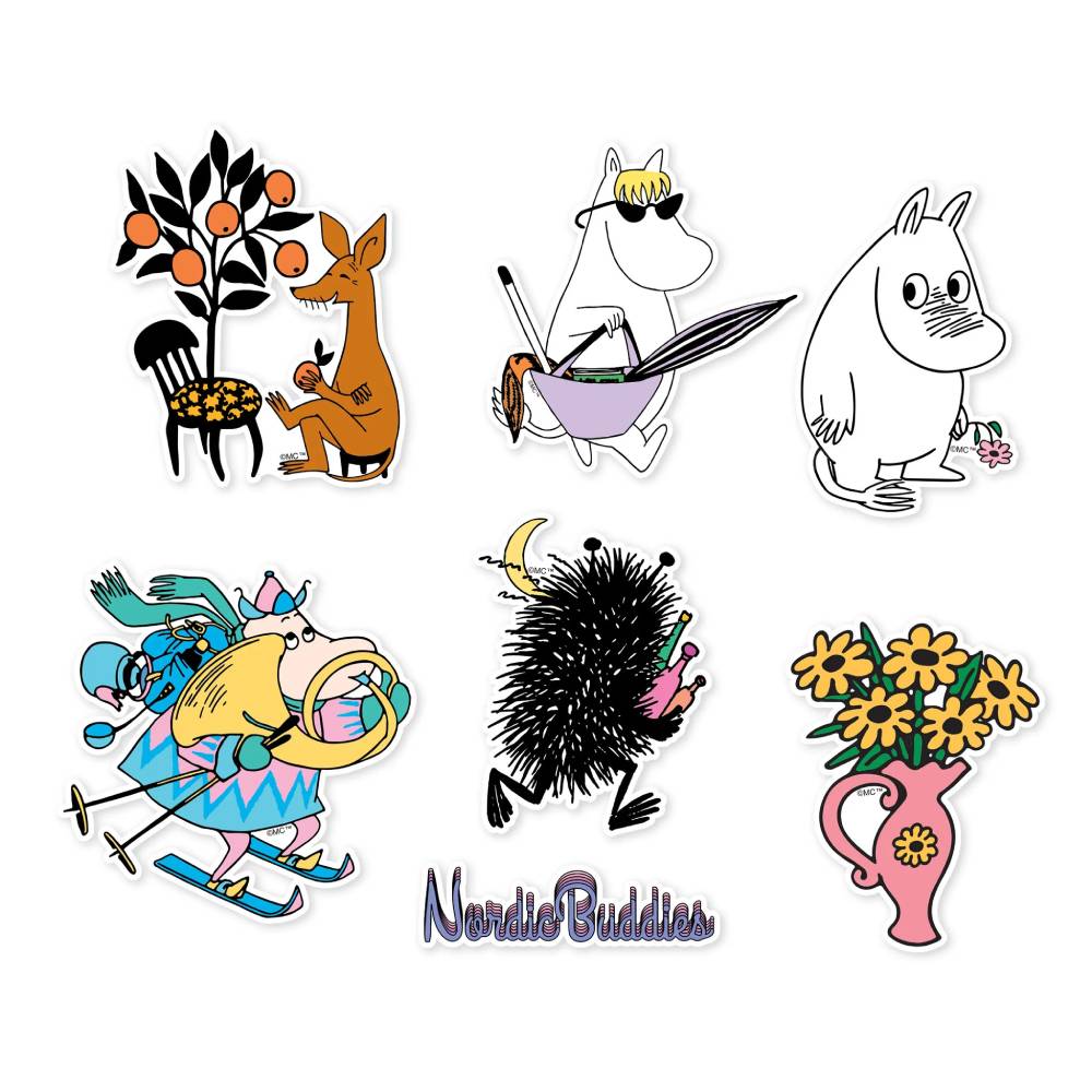 Moomin Stickers 6-set Pink - Nordicbuddies