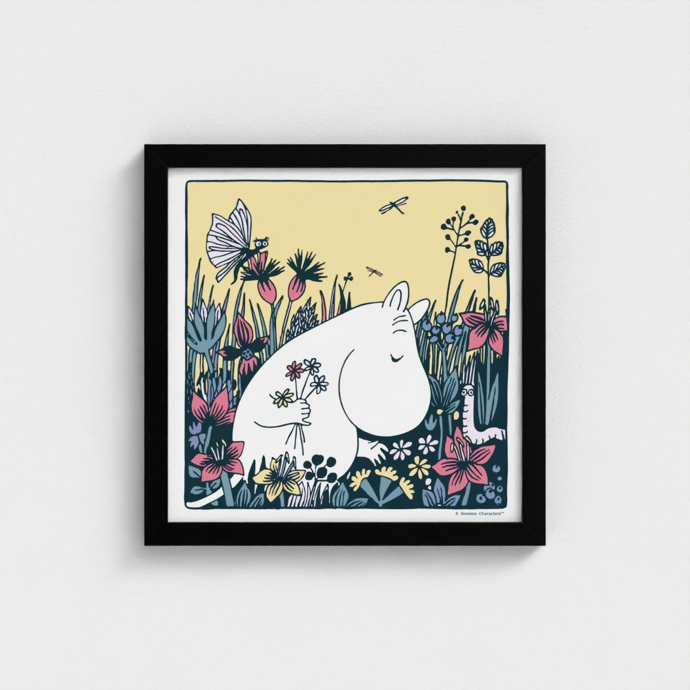 Moomintroll Flower Picking Square Fine Art Framed Print | Moomin Shop United States