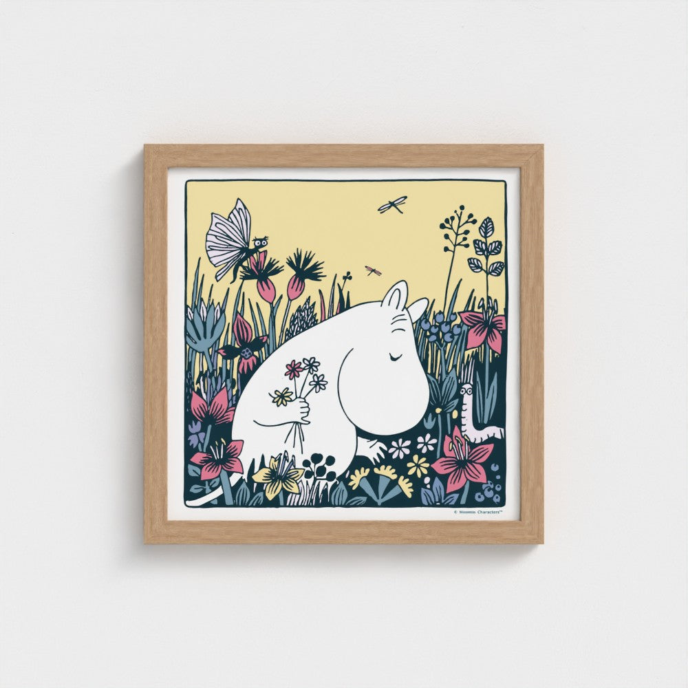 Moomintroll Flower Picking Square Fine Art Framed Print