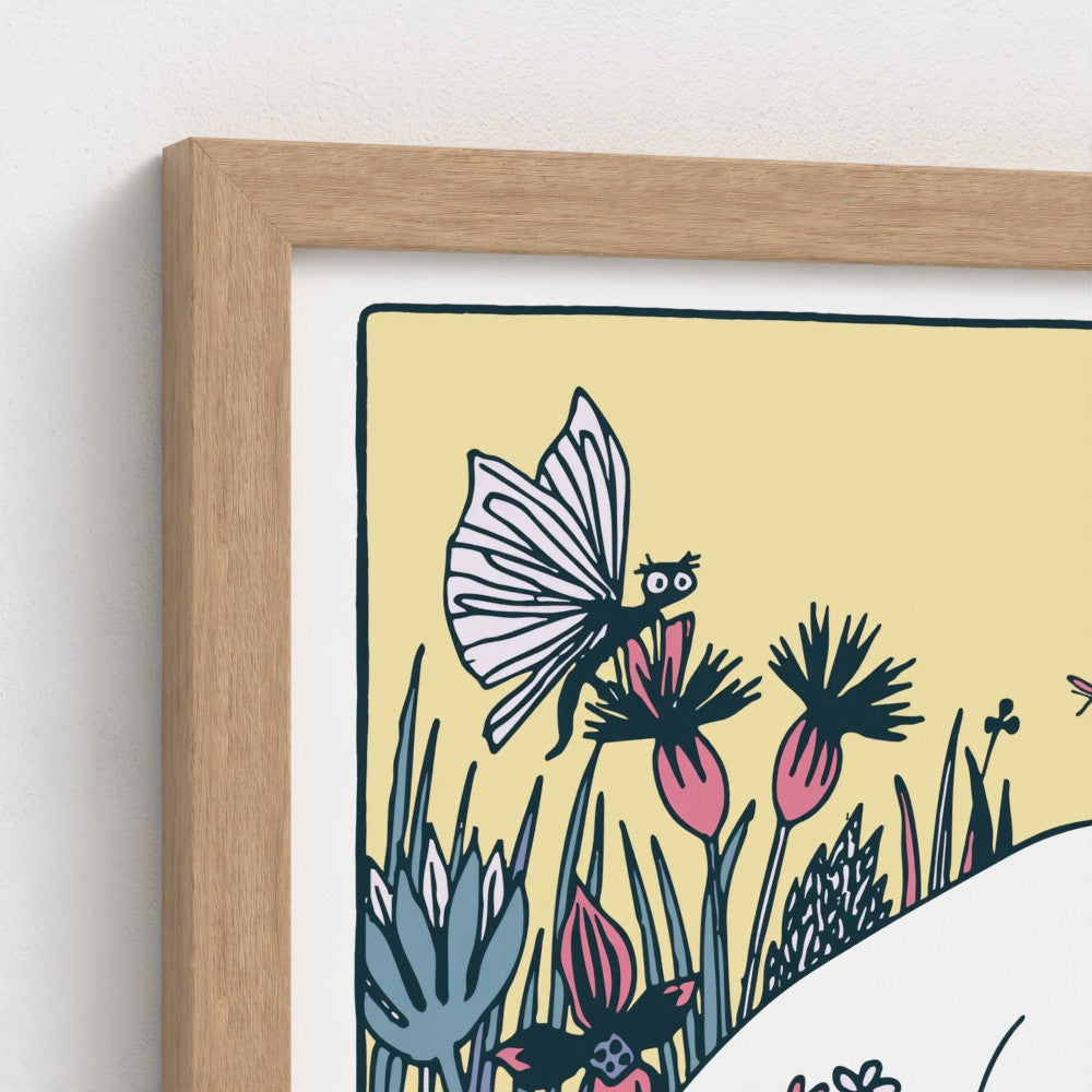 Moomintroll Flower Picking Square Fine Art Framed Print