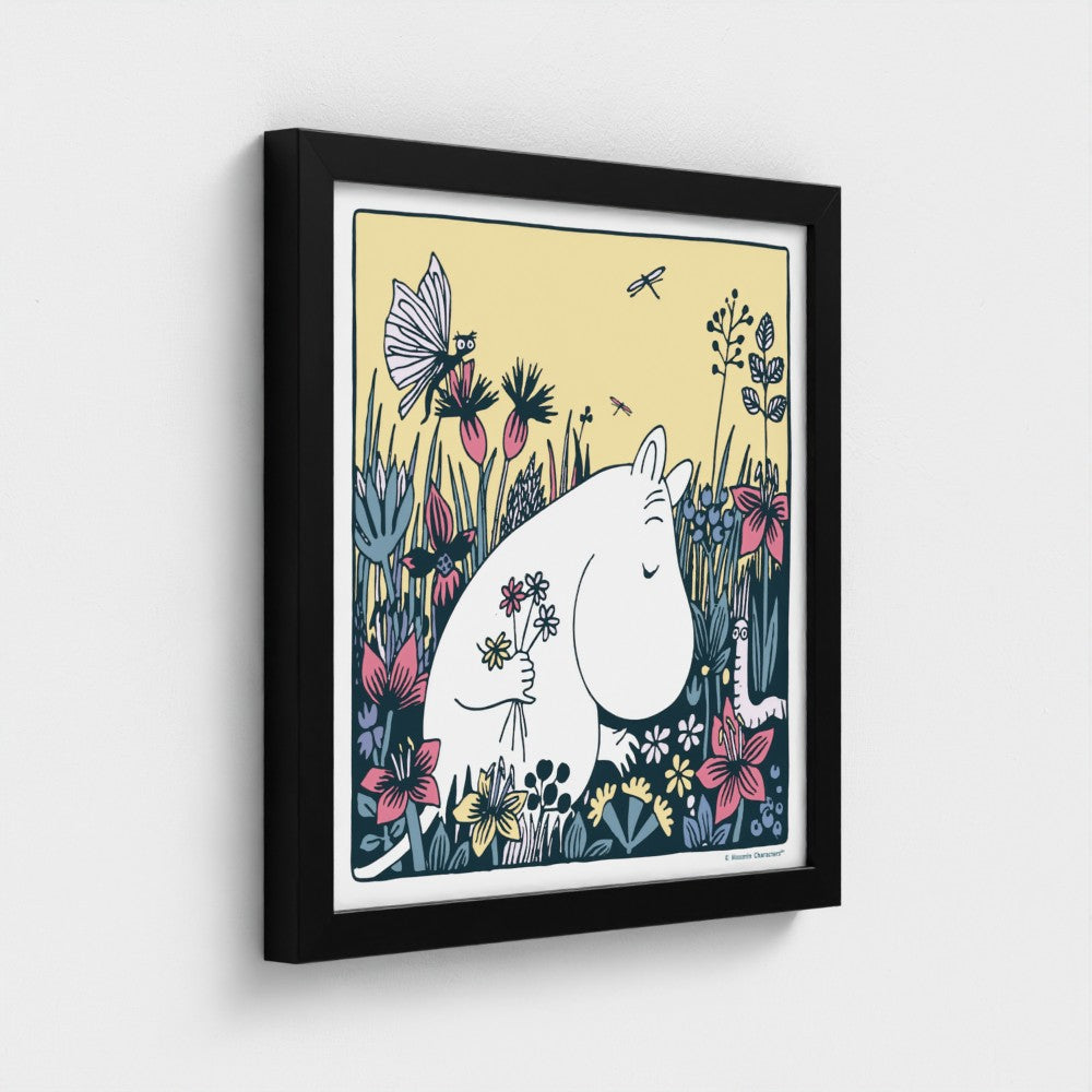 Moomintroll Flower Picking Square Fine Art Framed Print
