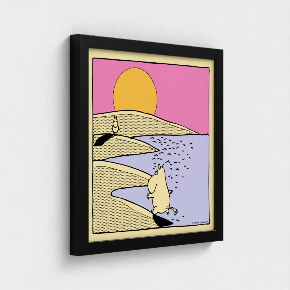 Moomin Beach Sunset Fine Art Framed Print