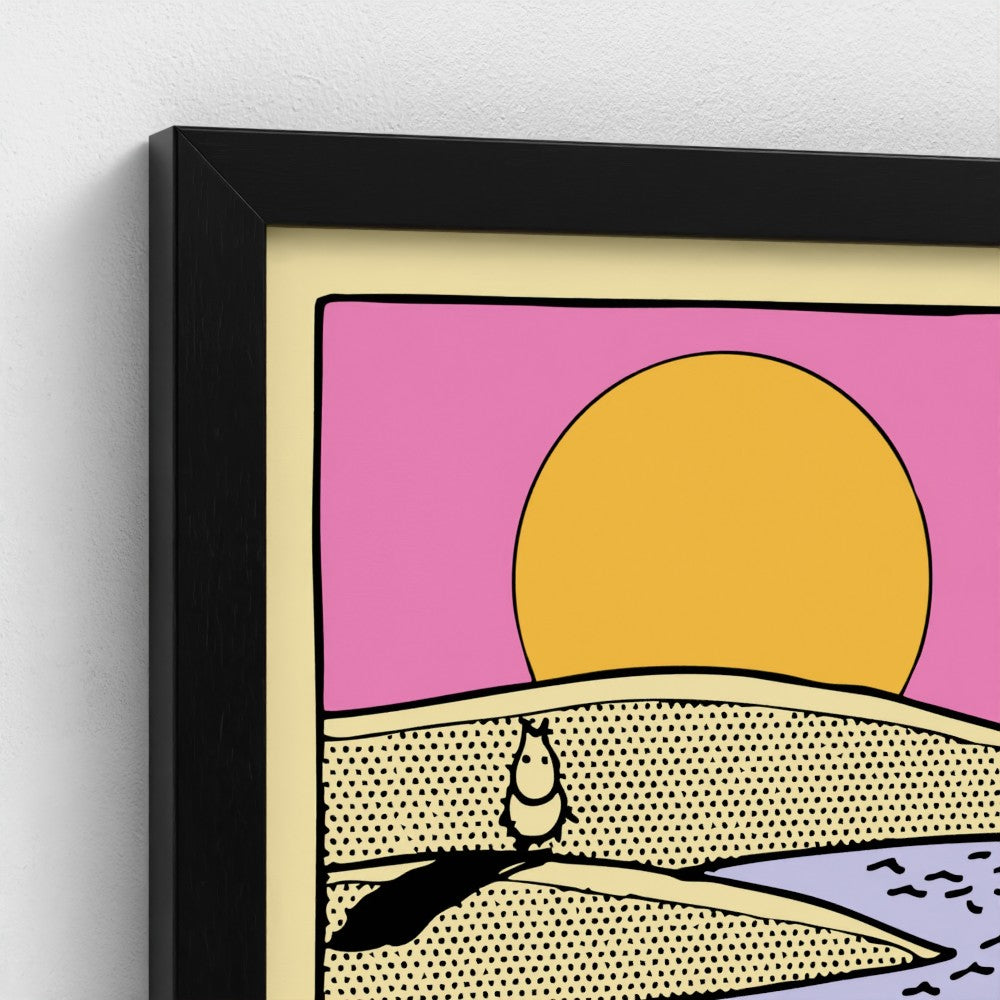 Moomin Beach Sunset Fine Art Framed Print