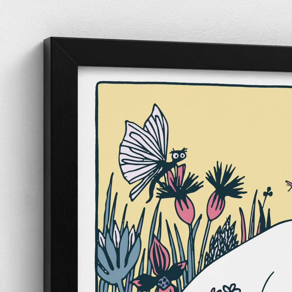 Moomintroll Flower Picking Square Fine Art Framed Print