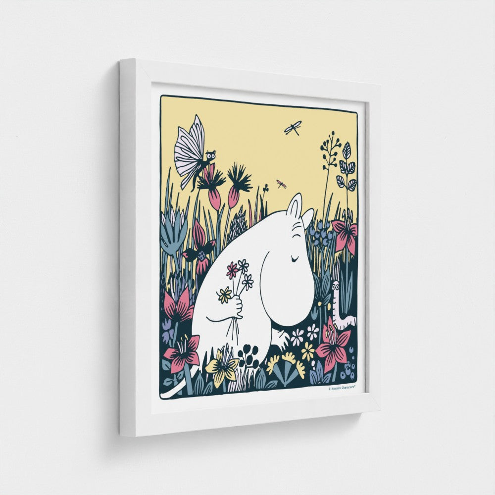 Moomintroll Flower Picking Square Fine Art Framed Print