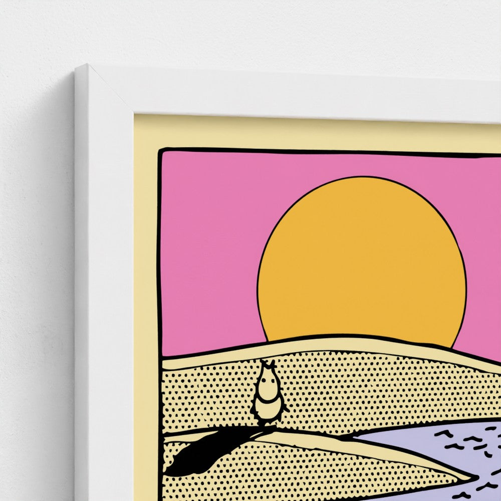 Moomin Beach Sunset Fine Art Framed Print
