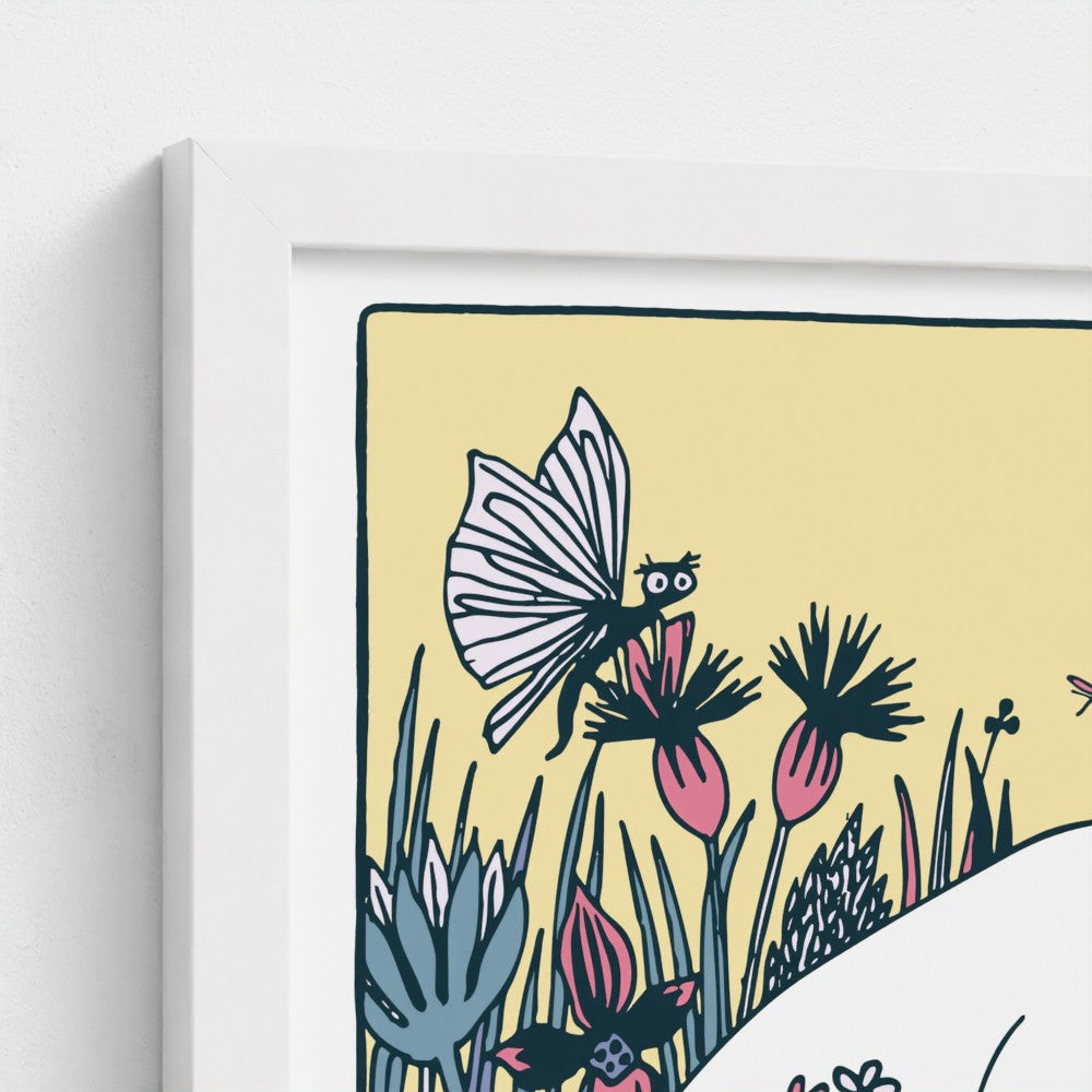 Moomintroll Flower Picking Square Fine Art Framed Print