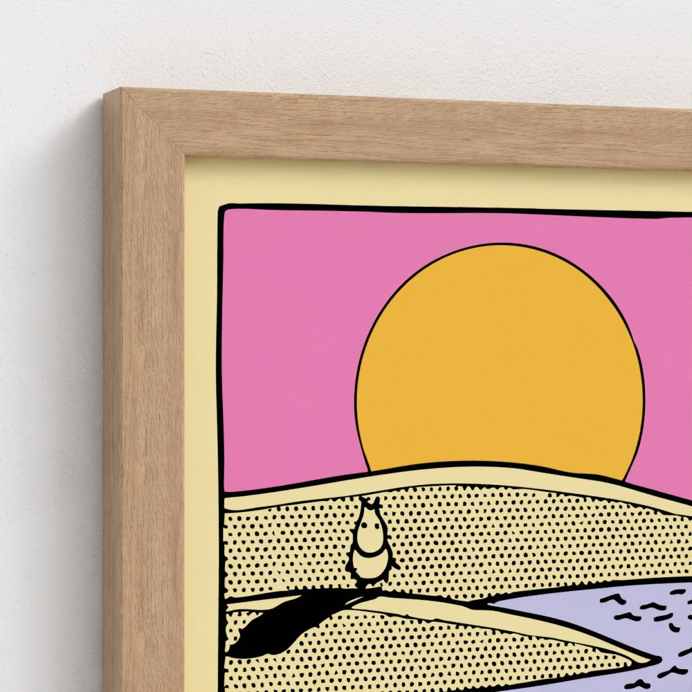 Moomin Beach Sunset Fine Art Framed Print