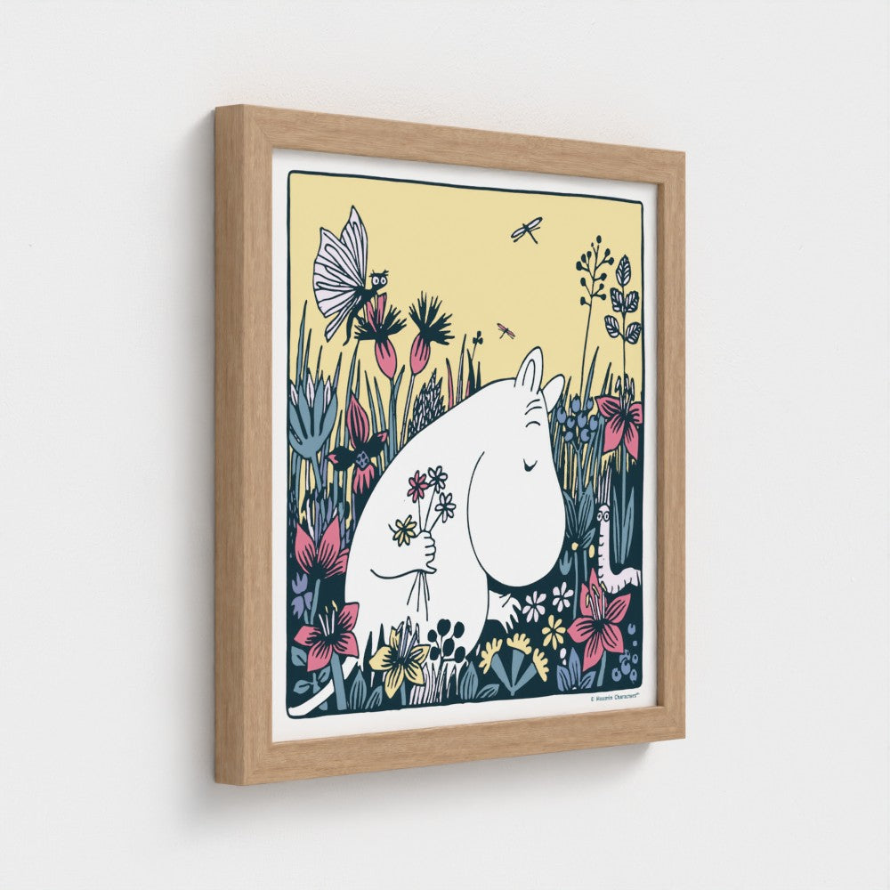 Moomintroll Flower Picking Square Fine Art Framed Print