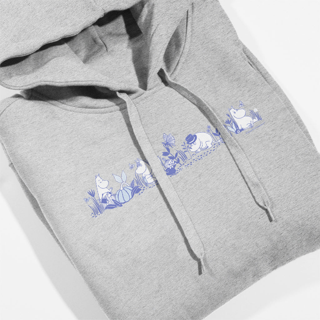 Moomin Moomintroll And Co In Nature Blue Print Adult Hoodie | Moomin Shop US