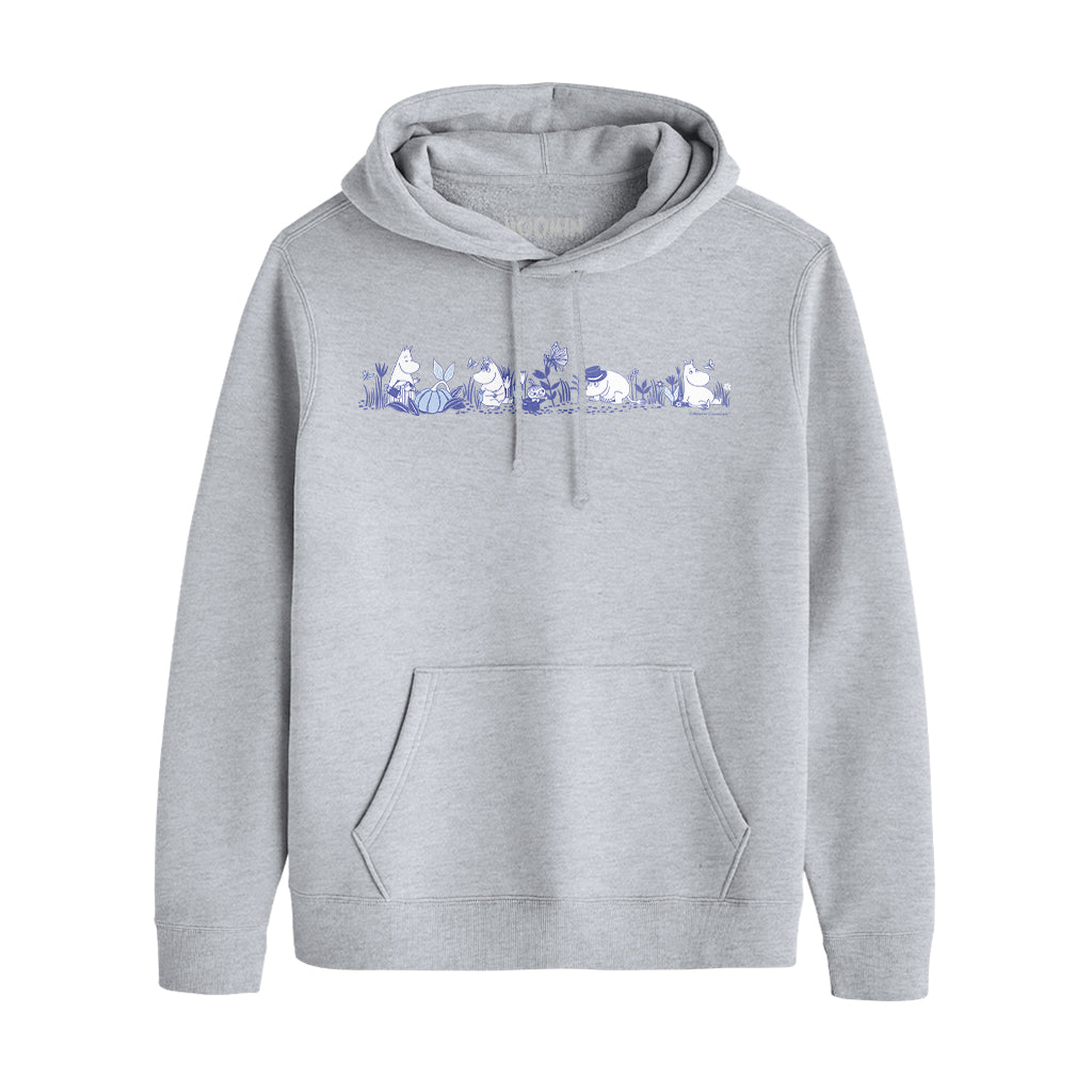 Moomin Moomintroll And Co In Nature Blue Print Adult Hoodie
