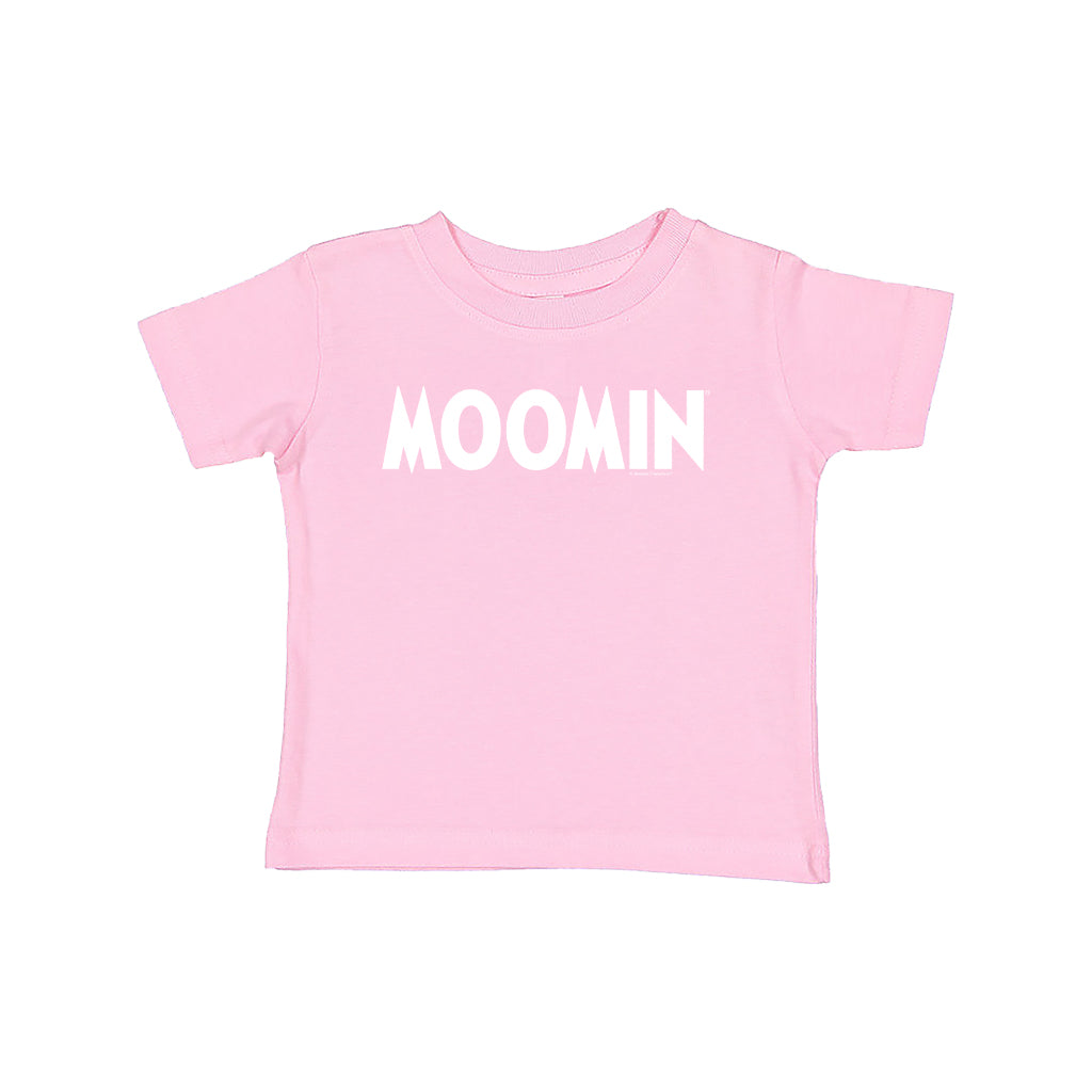 Moomin White Text Logo Baby T-Shirt (Pink) | Moomin Shop US