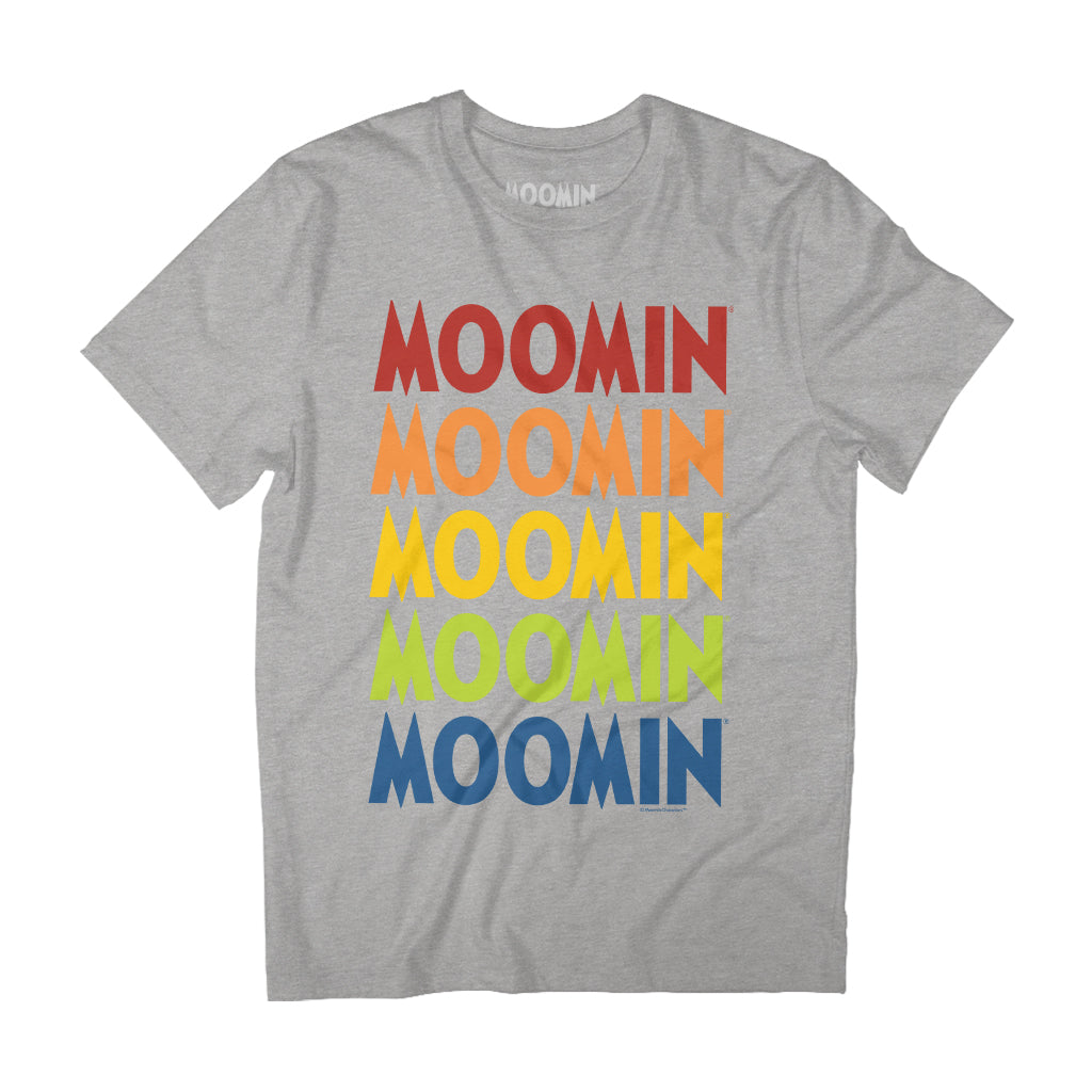 Moomin Rainbow Text Cascade Adult T-Shirt | Moomin Shop US