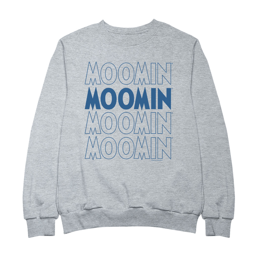 Moomin Blue Text Cascade Adult Sweatshirt | Moomin Shop US