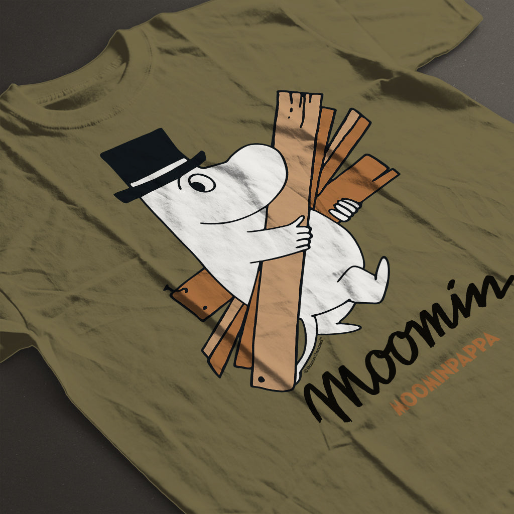 Moomin Moominpappa Carrying Wood Adult T-Shirt