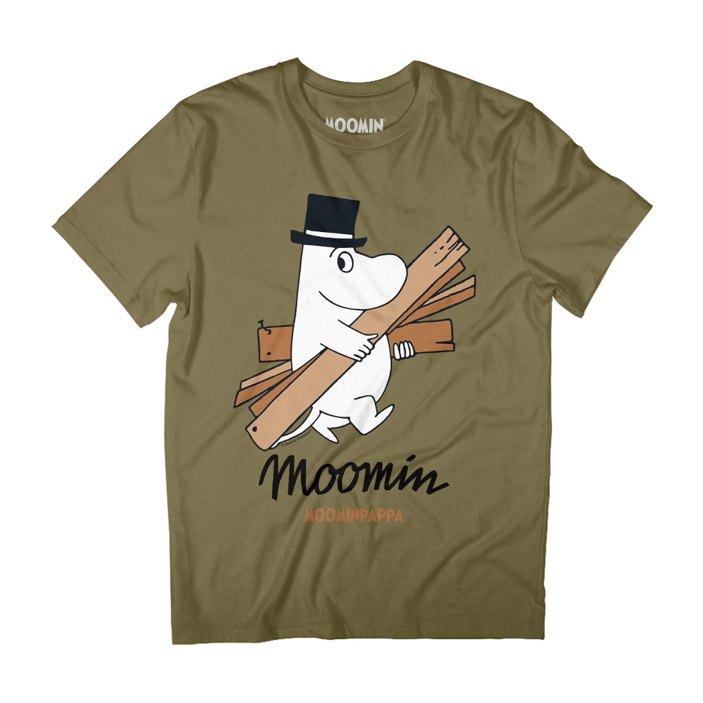 Moomin Moominpappa Carrying Wood Adult T-Shirt