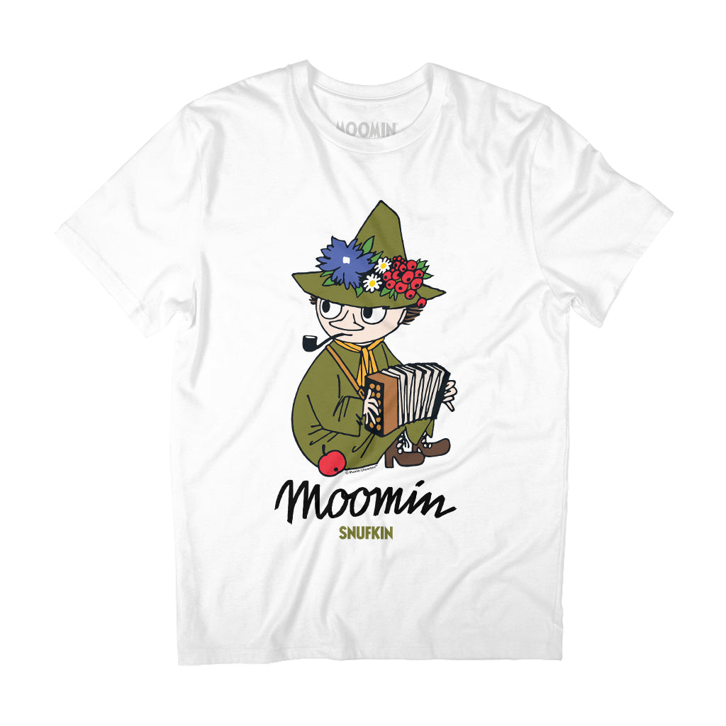 Moomin Snufkin Playing Accordian Adult T-Shirt | Moomin Shop US