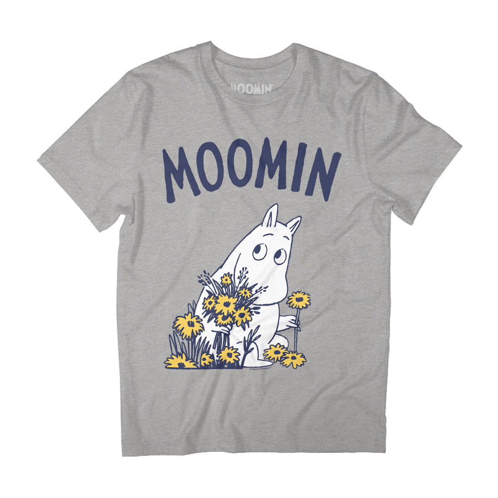 Moomin Moomintroll With Flowers Adult T-Shirt | Moomin Shop US