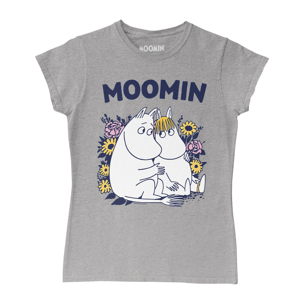 Moomin Moomintroll And Snorkmaiden Sitting In The Flowers Women&#39;s T-Shirt | Moomin Shop US