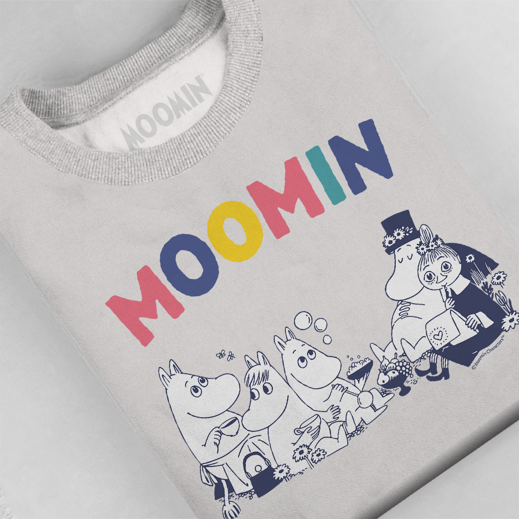 Moomin Family Rainbow Text Adult Sweatshirt