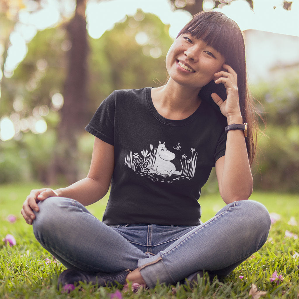 Moomintroll Relaxing In The Garden Adult T-Shirt