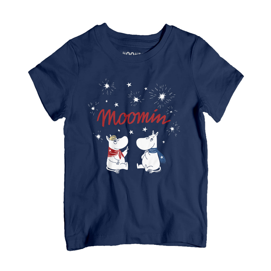 Moomintroll And Snorkmaiden Watching Fireworks Kids T-Shirt