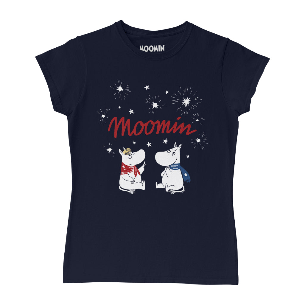 Moomintroll And Snorkmaiden Watching Fireworks Women&#39;s T-Shirt