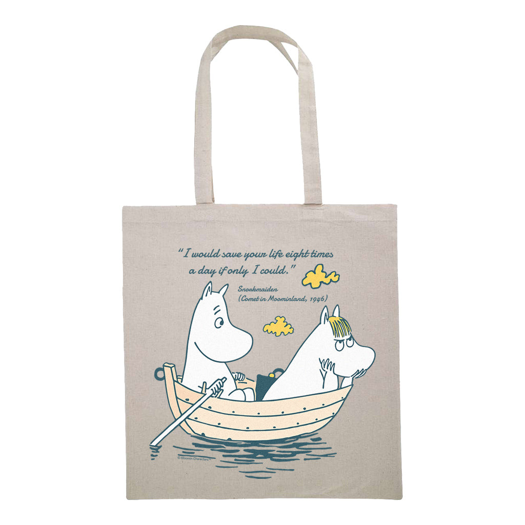 Moomin Save Your Life Comet In Moominland Snorkmaiden Quote Tote Bag | Moomin Shop US