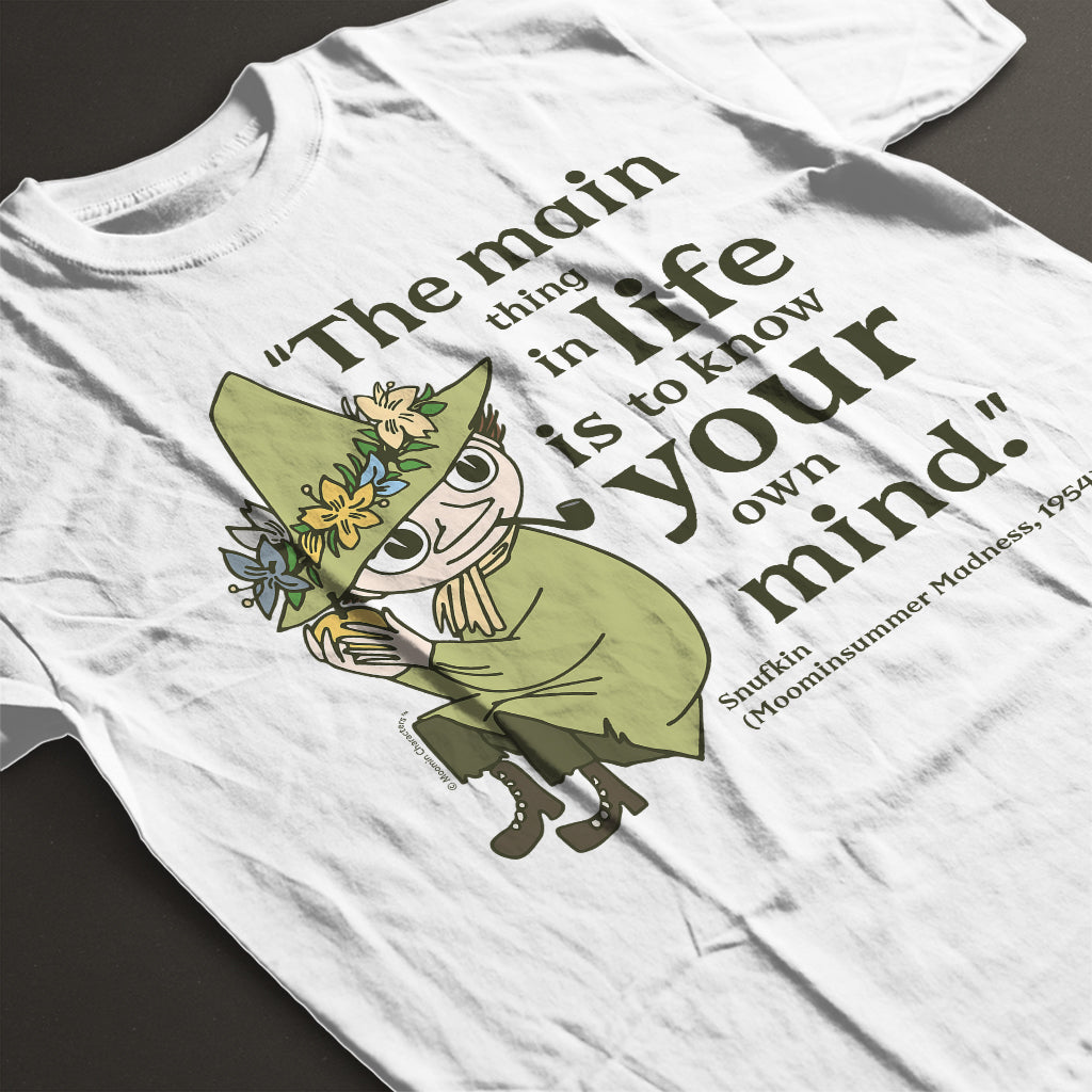 Moomin Know Your Own Mind Moominsummer Madness Snufkin Quote Adult T-Shirt