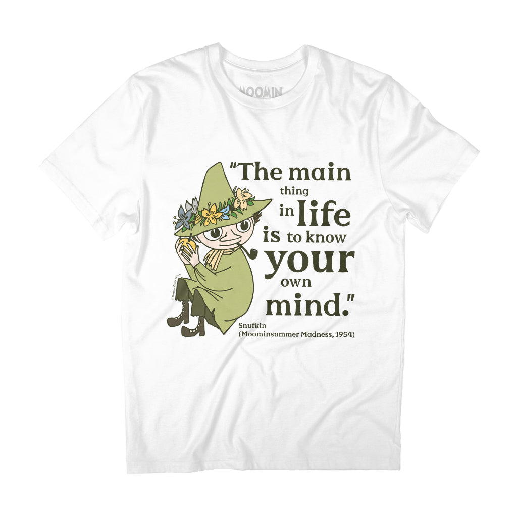 Moomin Know Your Own Mind Moominsummer Madness Snufkin Quote Adult T-Shirt