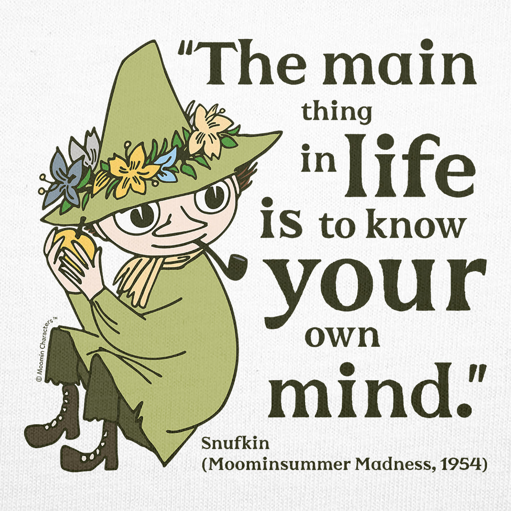 Moomin Know Your Own Mind Moominsummer Madness Snufkin Quote Adult T-Shirt